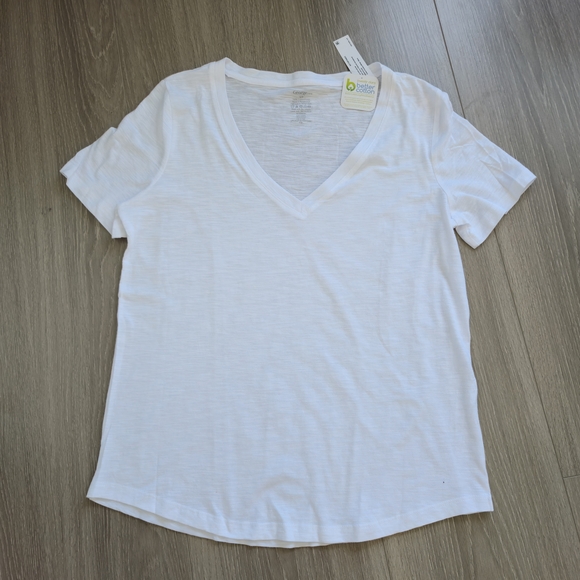 George Tops - George Women's White V-Neck T-Shirt Size S